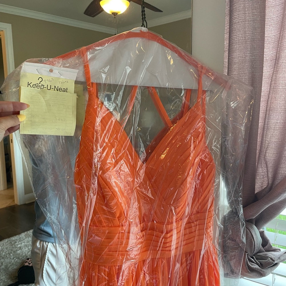 Vibrant Orange Strappy Bridesmaid dress